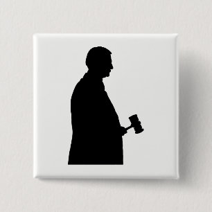 Chapa Cuadrada Juez con silueta de martillo