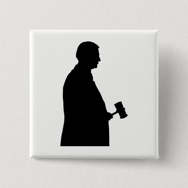 Chapa Cuadrada Juez con silueta de martillo (Anverso)