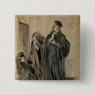 Chapa Cuadrada Juez, mujer y niño