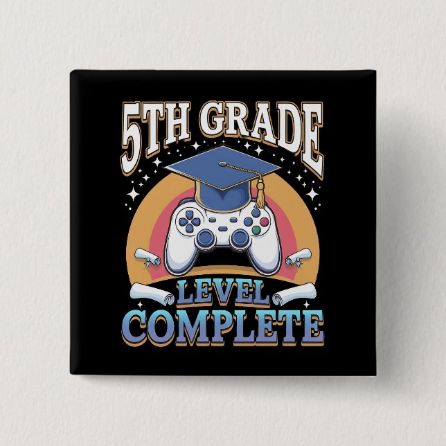 Chapa Cuadrada Jugador de juegos de graduación completo de 5º gra (Anverso)