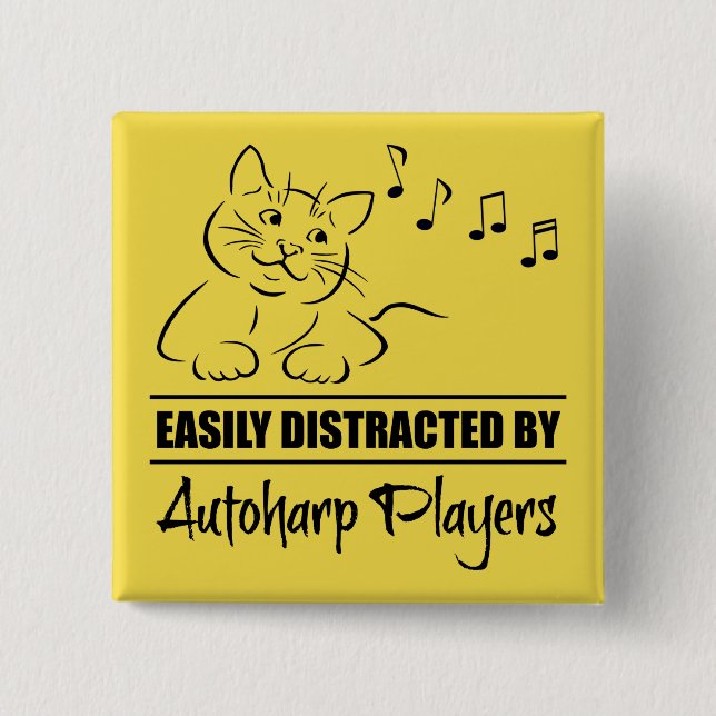 Chapa Cuadrada Jugadores de Autoharp distran fácilmente a un gato (Anverso)