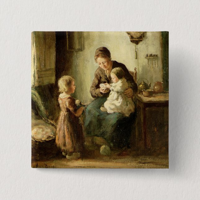 Chapa Cuadrada Jugando con el bebé, siglo XIX (Anverso)