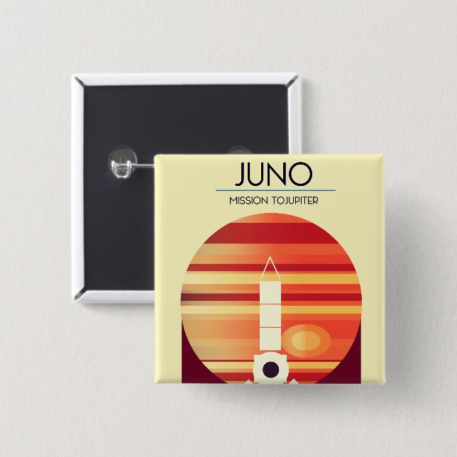 Chapa Cuadrada Juno - Misión a Júpiter Arte espacial (Anverso y reverso)