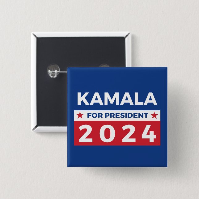 Chapa Cuadrada Kamala a la presidencia 2024 (Anverso y reverso)