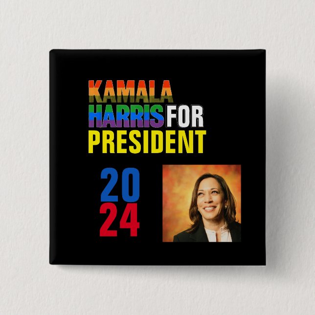 Chapa Cuadrada Kamala Harris 2024 (Anverso)