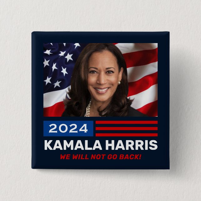 Chapa Cuadrada Kamala Harris 2024 No Regresaremos (Anverso)
