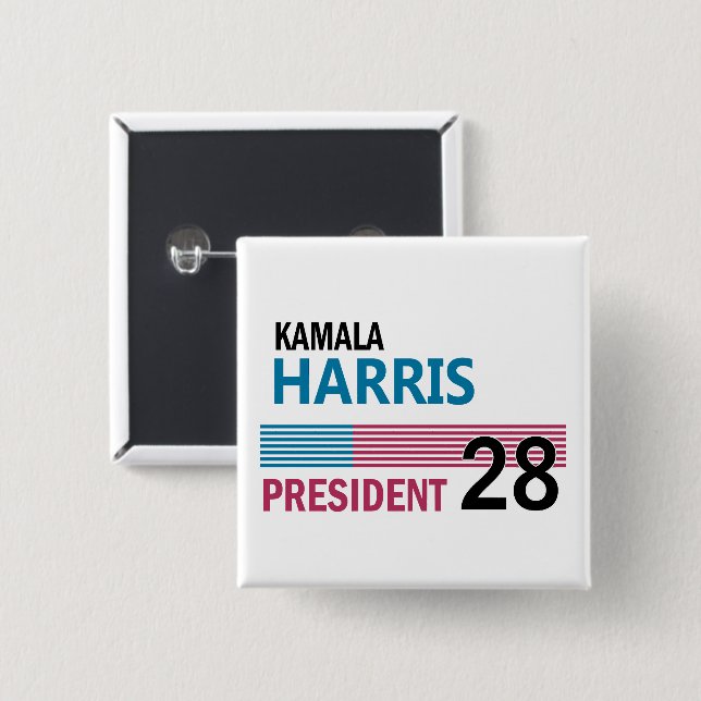 Chapa Cuadrada Kamala Harris 2028 (Anverso y reverso)