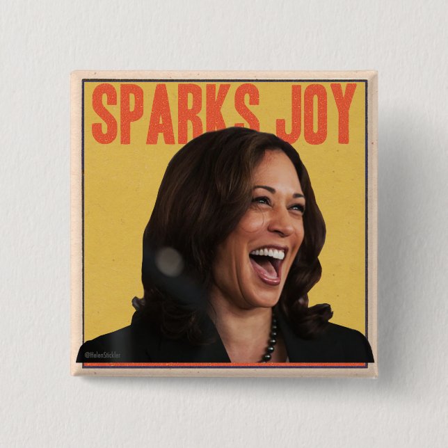 CHAPA CUADRADA KAMALA HARRIS DERRAMÓ EL PAPEL DE ALEGRÍA (Anverso)