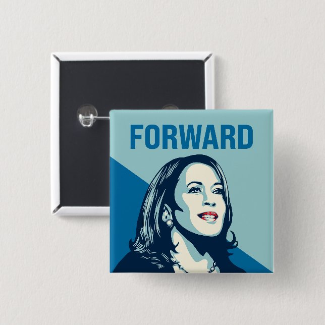 CHAPA CUADRADA KAMALA HARRIS FORWARD (Anverso y reverso)