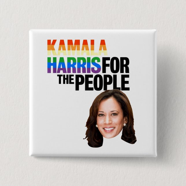 Chapa Cuadrada Kamala Harris por la gente (Anverso)