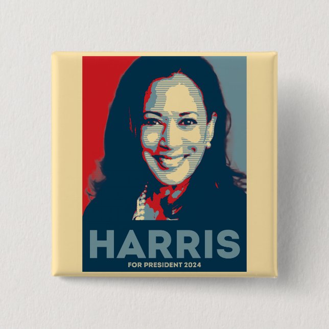 Chapa Cuadrada Kamala Harris Por La Presidencia 2024 - Esperanza (Anverso)
