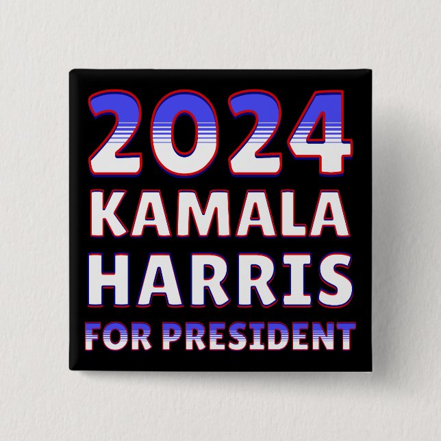 Chapa Cuadrada Kamala Harris por la presidencia de 2024 (Anverso)