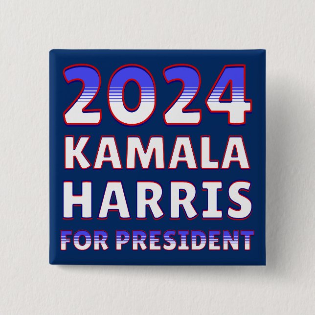 Chapa Cuadrada Kamala Harris por la presidencia de 2024 (Anverso)