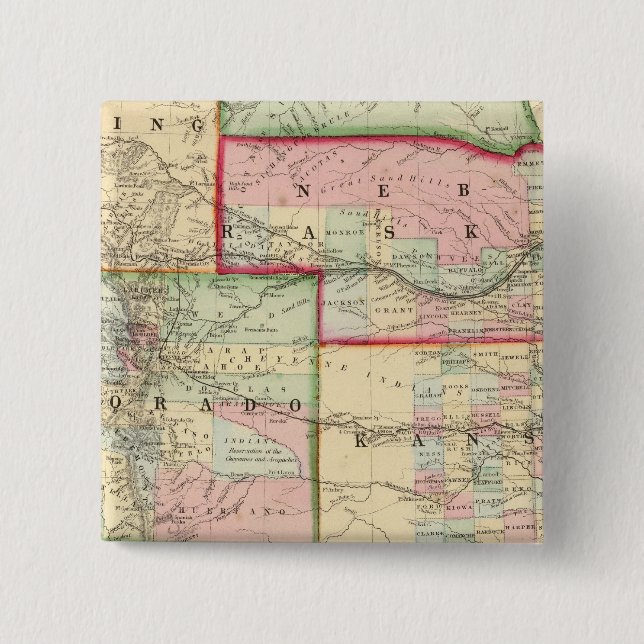 Chapa Cuadrada Kan, Neb, Colo Map de Mitchell (Anverso)
