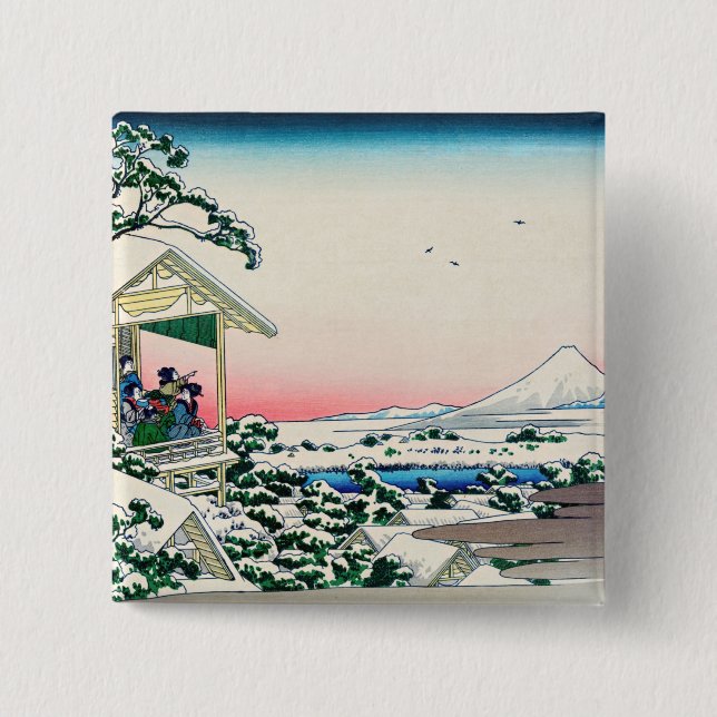 Chapa Cuadrada Katsushika Hokusai - Casa de té en Koishikawa (Anverso)