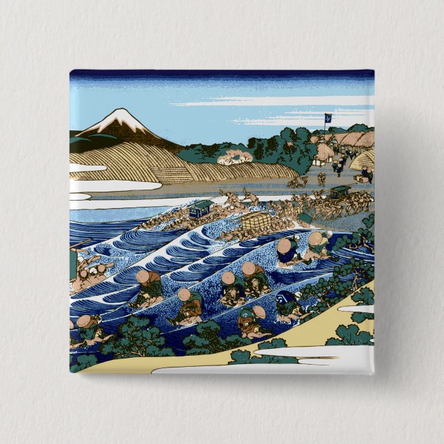 Chapa Cuadrada Katsushika Hokusai El Fuji visto desde Kanaya (Anverso)