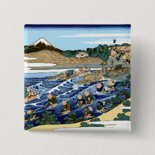 Chapa Cuadrada Katsushika Hokusai Los Fuji vistos desde Kanaya