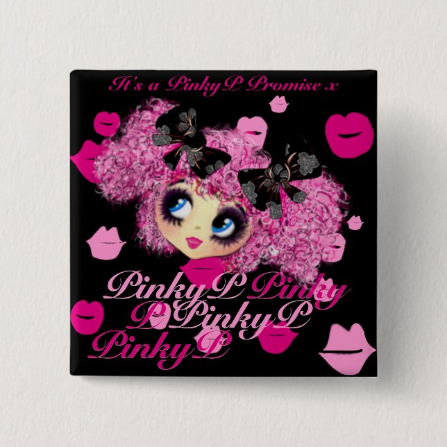 Chapa Cuadrada Kawaii Girl Pinky Promise gifts for friends (Anverso)