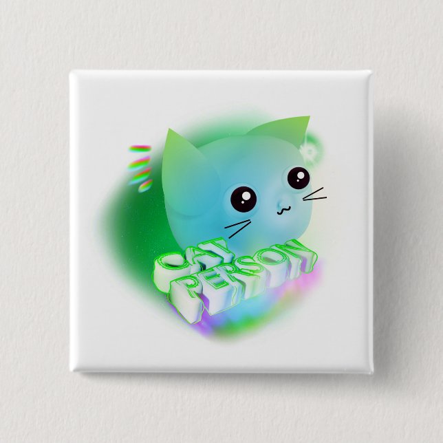 Chapa Cuadrada Kawaii Personalizado Kitten (Anverso)