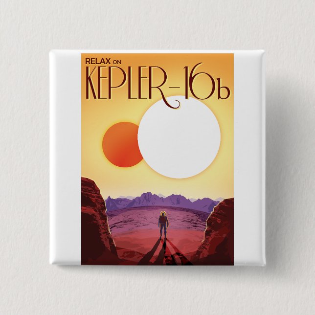 Chapa Cuadrada Kepler-16b: Binary Solar Sunset Fine Art Space (Anverso)