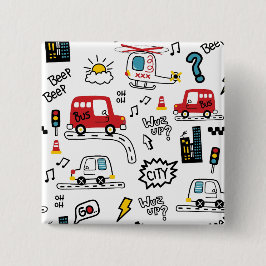 Chapa Cuadrada Kids Playful Transport Pattern 