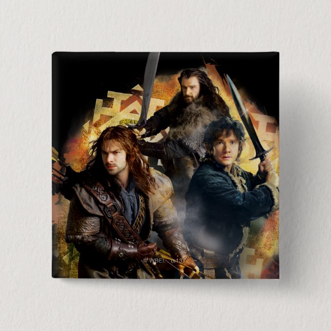 Chapa Cuadrada Kili, BILBO BAGGINS™ y THORIN OAKENSHIELD™ Art (Anverso)