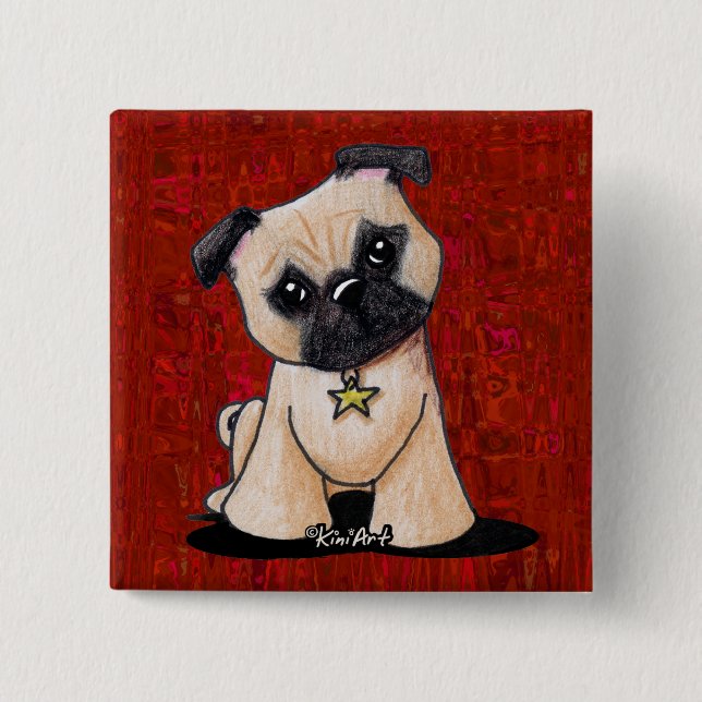 Chapa Cuadrada KiniArt Pug (Anverso)