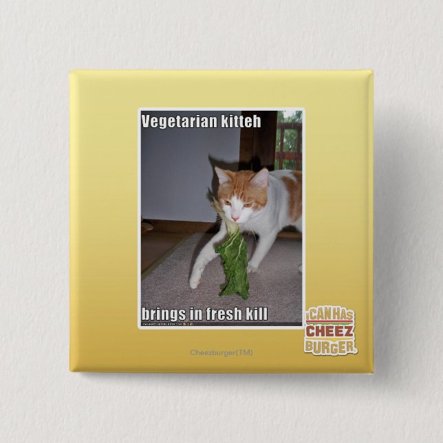 Chapa Cuadrada Kitteh vegetariano (Anverso)