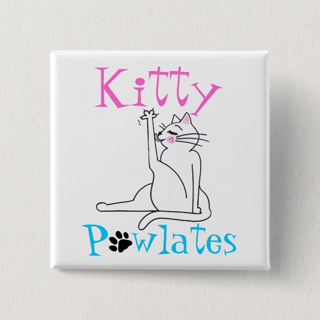 Chapa Cuadrada "Kitty PAWlates" (Anverso)