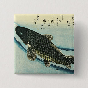 Chapa Cuadrada Koi (carpa) - Impresión de pescado japonés de Hiro
