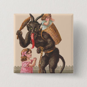 Chapa Cuadrada Krampus Castigando a los Niños Cadena de Interrupt