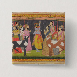 Chapa Cuadrada Krishna levantando el Monte Govardhana, desde el '