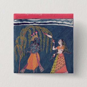 Chapa Cuadrada Krishna que toca una flauta, del 'Vahula