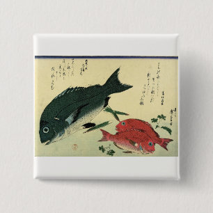 Chapa Cuadrada Kurodai y Akadai - Impresión japonesa de peces de
