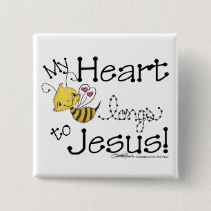 Chapa Cuadrada La abeja del corazón anhela a Jesús