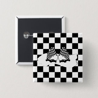 Chapa Cuadrada La bandera del verificador y los coches de carrera