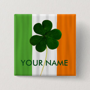 Chapa Cuadrada La bandera irlandesa: Shamrock Clover Volunteer