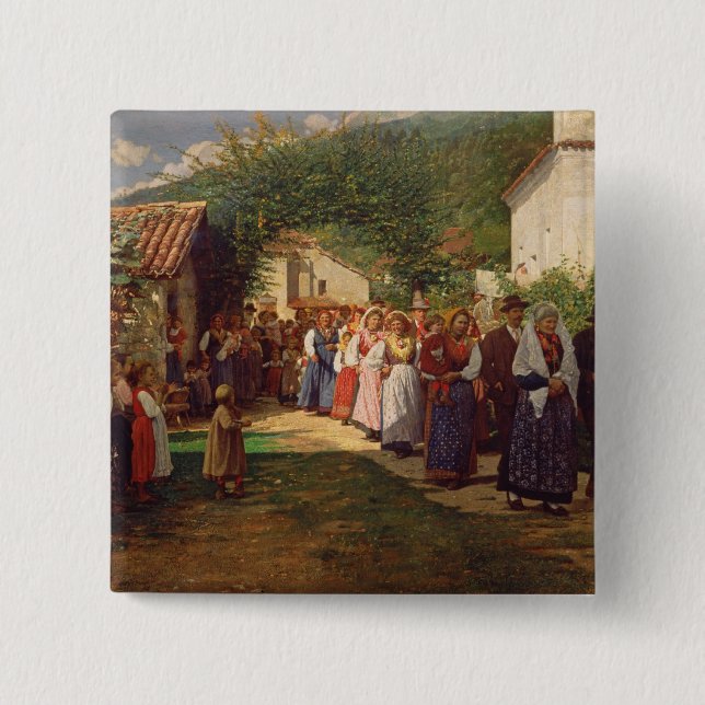 Chapa Cuadrada La boda de oro (aceite en lona) (Anverso)