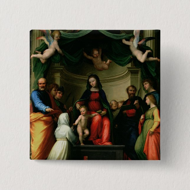 Chapa Cuadrada La boda mística de St. Catherine de Siena con (Anverso)