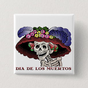 Chapa Cuadrada La Calavera Catrina en color