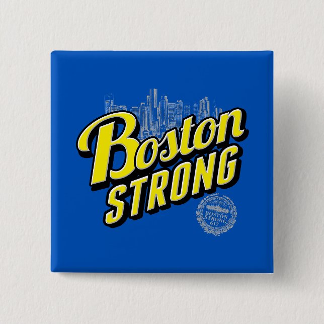 Chapa Cuadrada La ciudad de Boston fuerte recuerda la decoración (Anverso)
