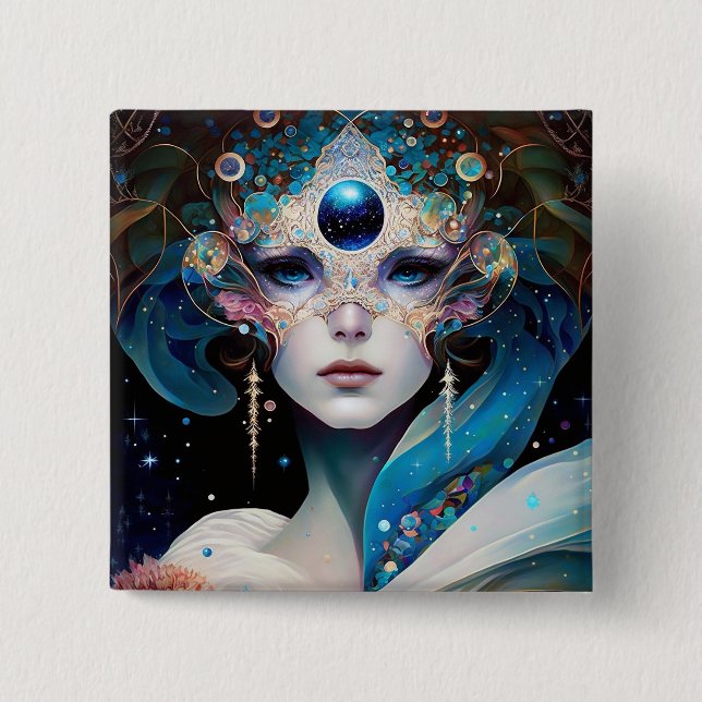 Chapa Cuadrada La diosa de la reina Fantasía arte (Anverso)