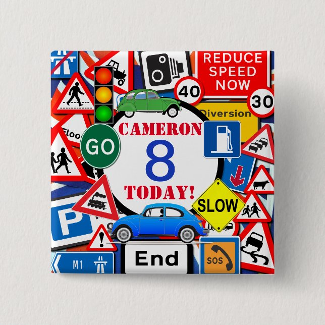 Chapa Cuadrada La edad del niño Personalizado de Rótulos callejer (Anverso)