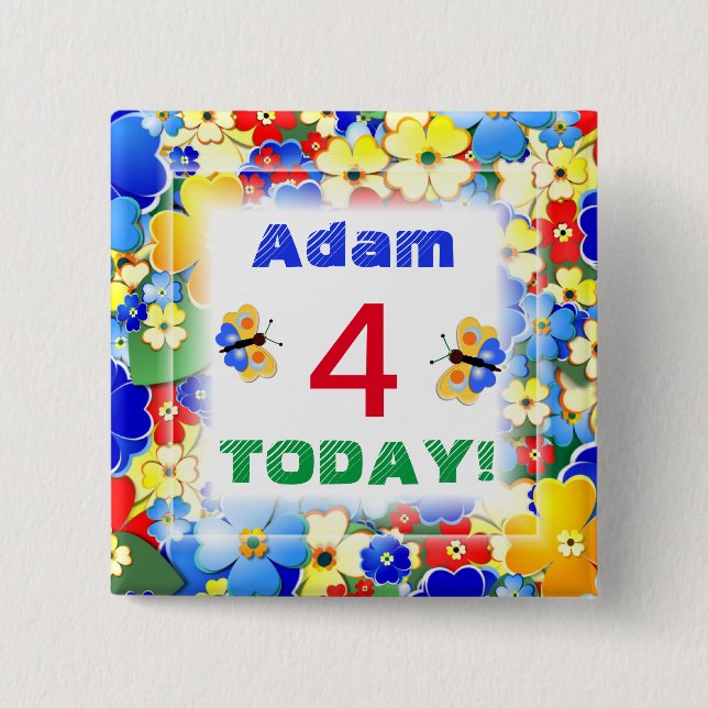 Chapa Cuadrada La edad del Personalizable de las flores de estilo (Anverso)
