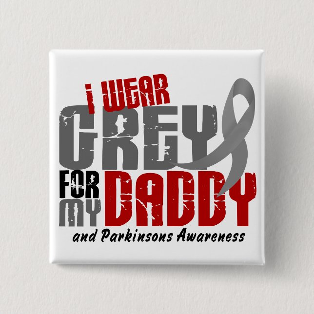 Chapa Cuadrada La enfermedad de Parkinson LLEVO el GRIS PARA MI (Anverso)