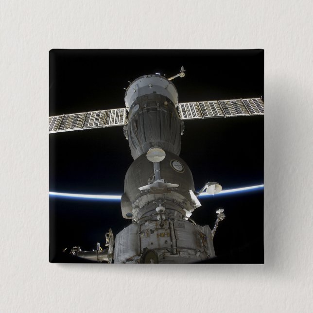 Chapa Cuadrada La extremidad de la Tierra intersecta una nave esp (Anverso)