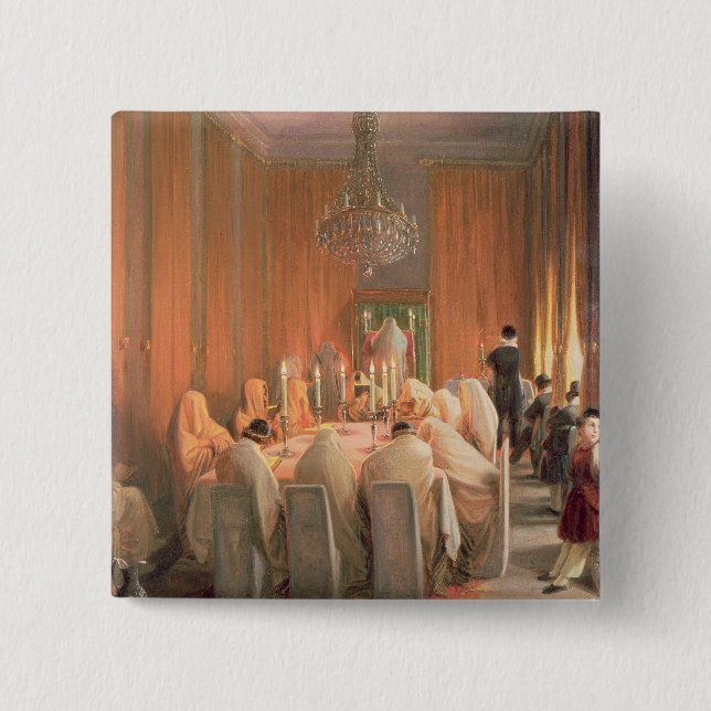 Chapa Cuadrada La familia de Rothschild en el rezo (Anverso)