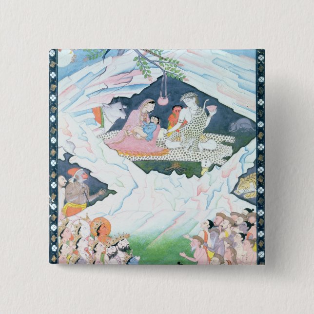 Chapa Cuadrada La familia santa de Shiva y de Parvati (Anverso)