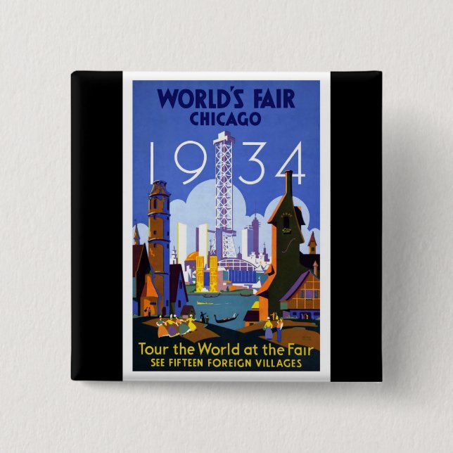 Chapa Cuadrada La feria 1934 de mundo de Chicago (Anverso)
