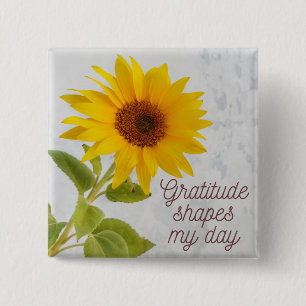 Chapa Cuadrada La gratitud forma mi día Cita Positiva Girasol